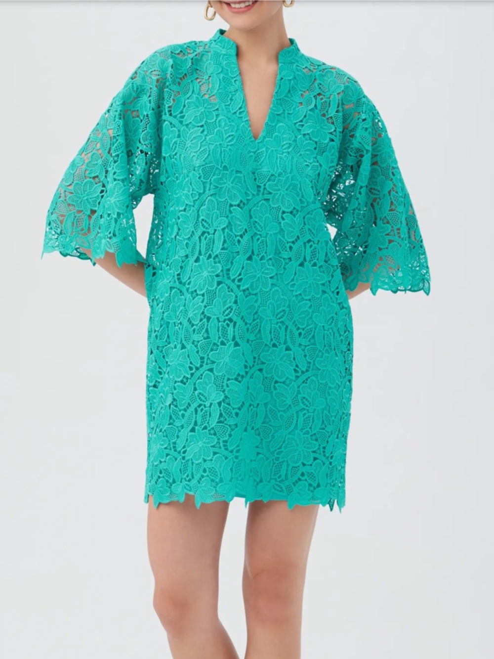 Trina Turk Turquoise Lace Shift Dress